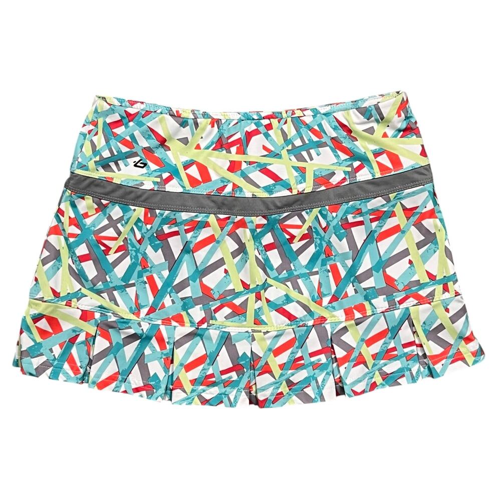 Bolle High Performance Teal Red Green Abstract Active Tennis Golf Skort Women XS